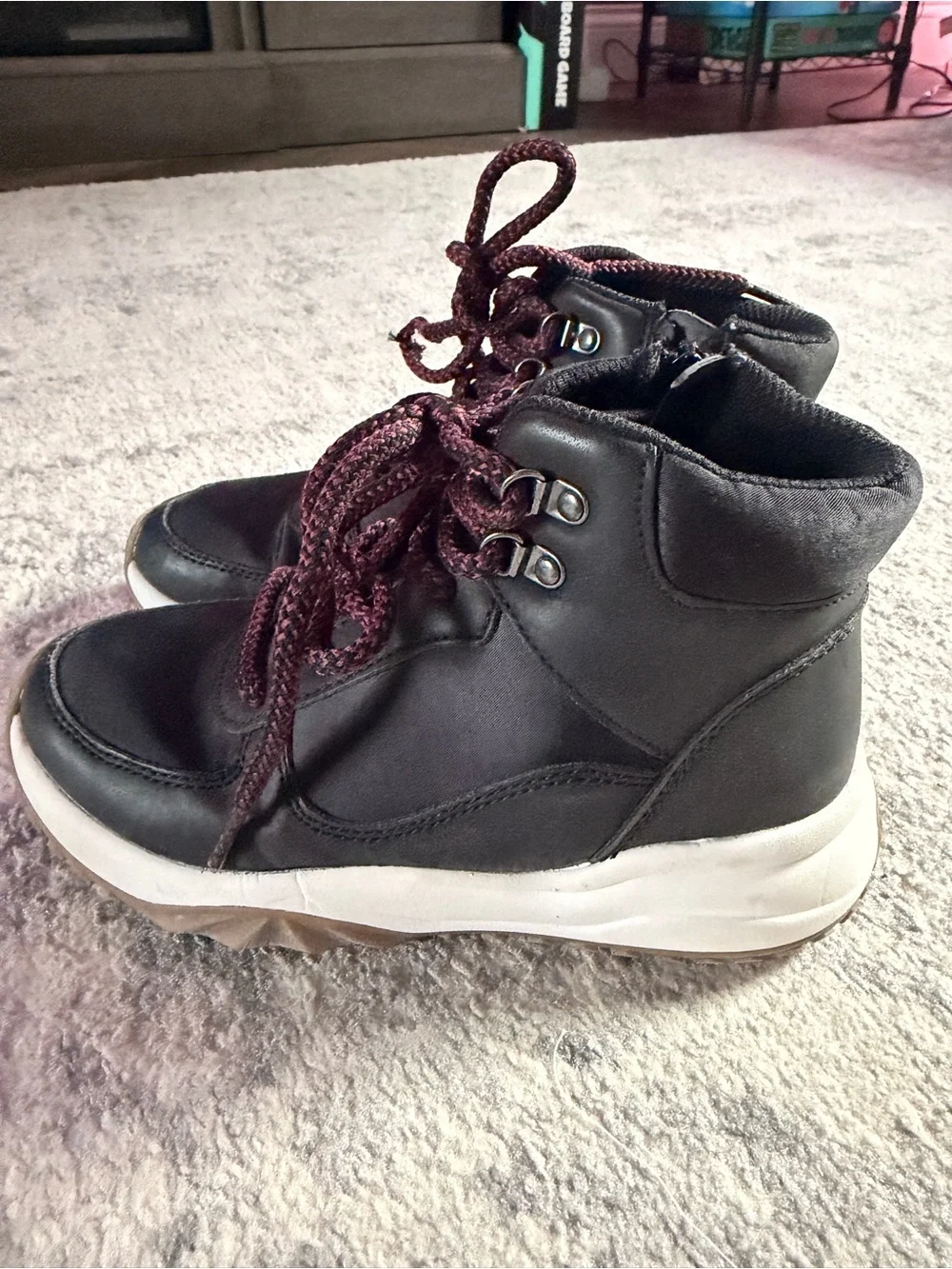Art Class Kids Black High Top Sneakers Size 1 Side Zip